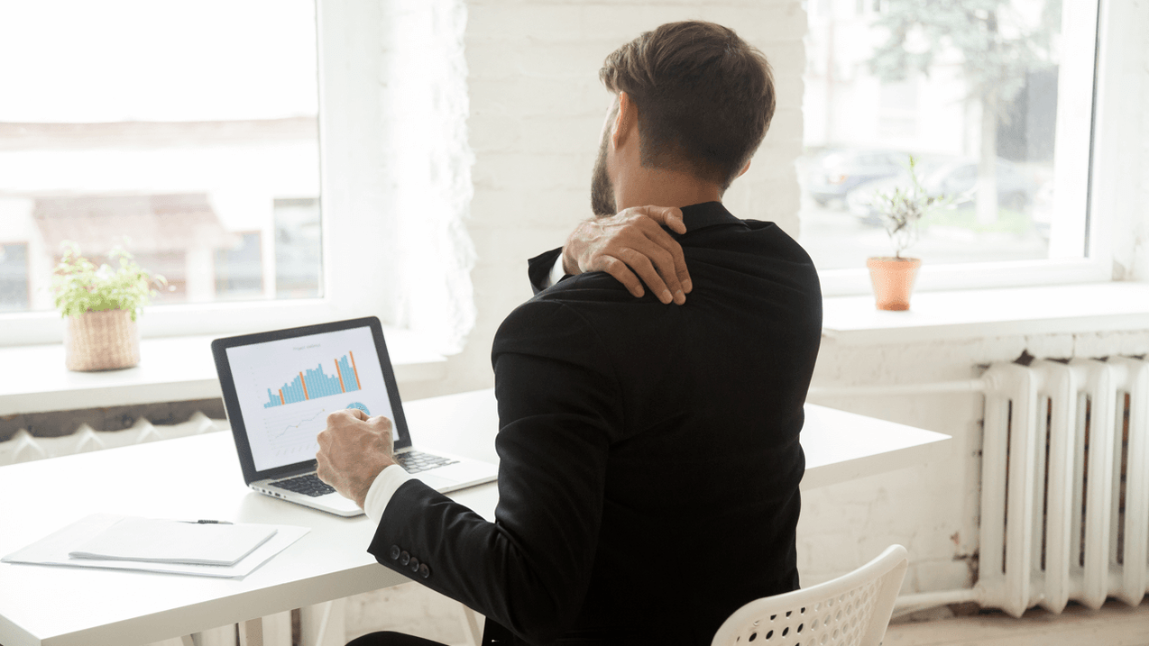 Back pain from a stuck work on the computer